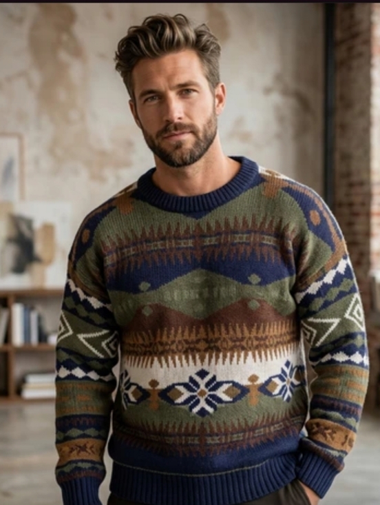 Rivage Other - Men's Vintage 80's Rivage Multicolor Southwestern Aztec Patterned Sweater XL
